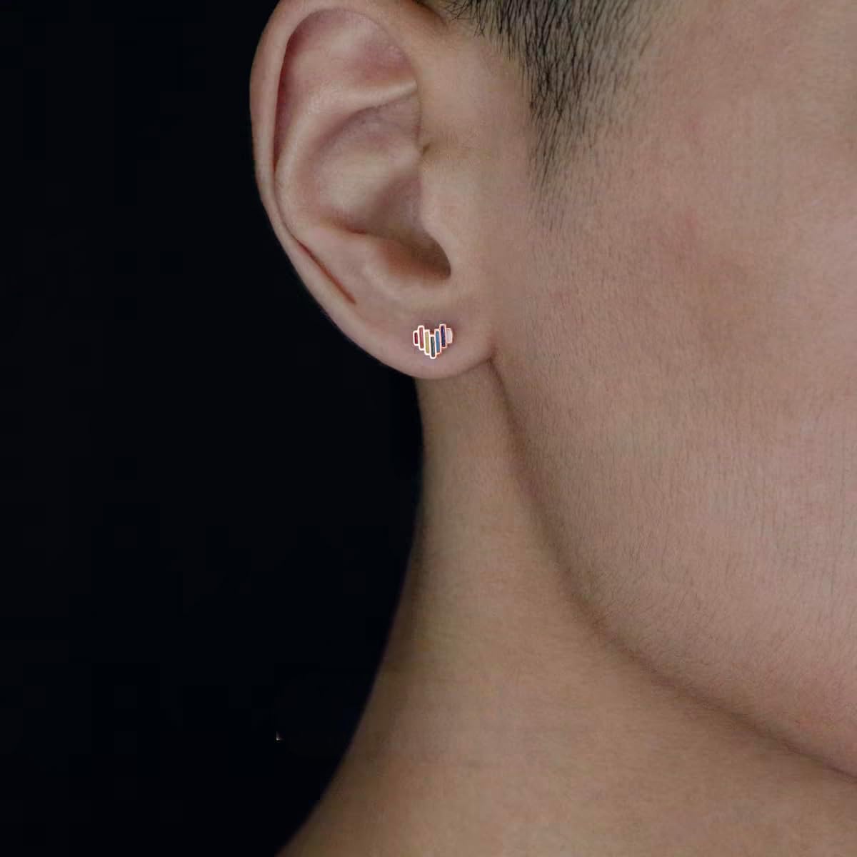 SLUYNZ 925 Sterling Silver Colored Love Heart Earrings Studs for Women Teens Rainbow Heart Stud Earrings - Image 5