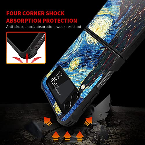 Carloca Compatible With Samsung Galaxy Z Flip 3 5G Case,The Starry Night Oil Identity Graphic Design Shockproof Anti-Scratch Hard Acrylic Case For Samsung Galaxy Z Flip 3 5G #TOP3
