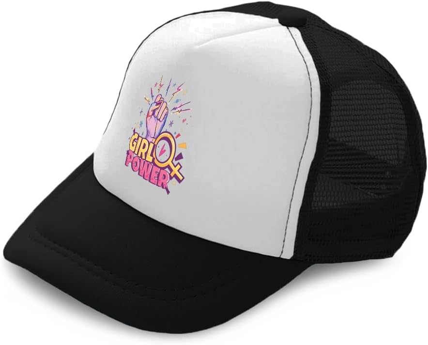 Cute Rascals Kids Trucker Hat Girl Power Girl Power Polyester Boys Caps & Girls Caps Snapback Closure Black Adjustable