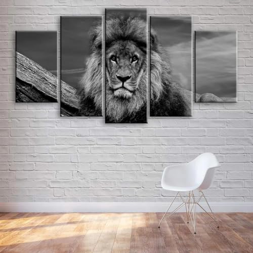 Cadre Decoration Murale Lion au Repos pour Salon et Chambre Moderne