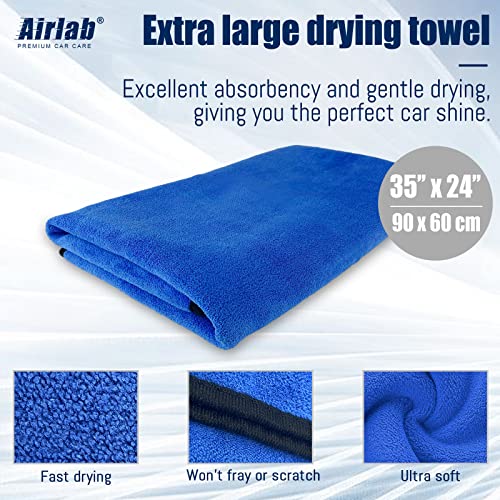 Airlab Xl Microfiber Towels For Cars Drying Plush Extra Large Ultra Soft Absorbent Auto Detailing Cleaning Cloth, Lint-Free, Streak-Free, 24'' X 35'' - Pack Of 1 #TOP3