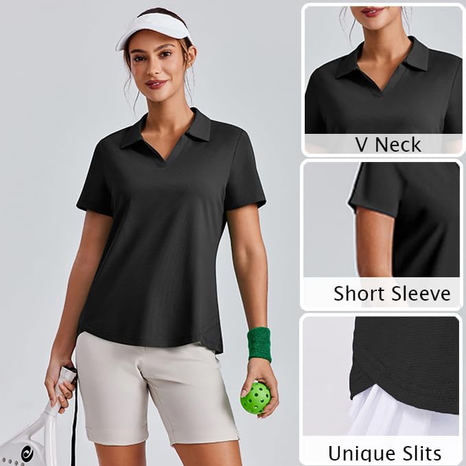 Image of PINSPARK Womens Golf Shirt Short Sleeve Polos UPF 50+ Collared Tennis Tops