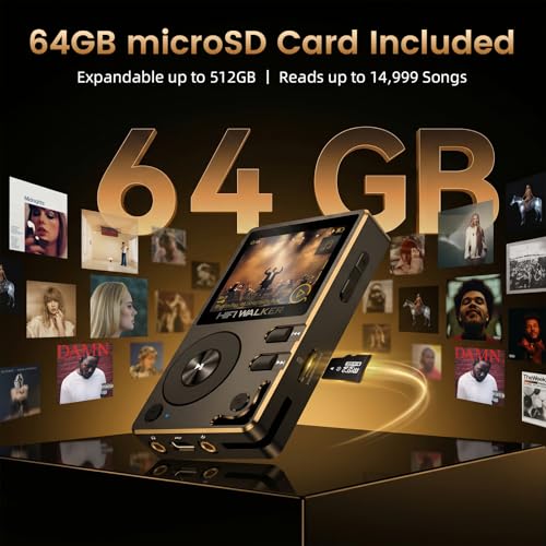 HIFI WALKER H2 HiFi MP3 Player with Bluetooth, Lossless DSD DAC Flac, High Resolution Music Player, Portable Audio Player with 64 GB Memory Card, Supports up to 256 GB by HIFI WALKER - Image 5
