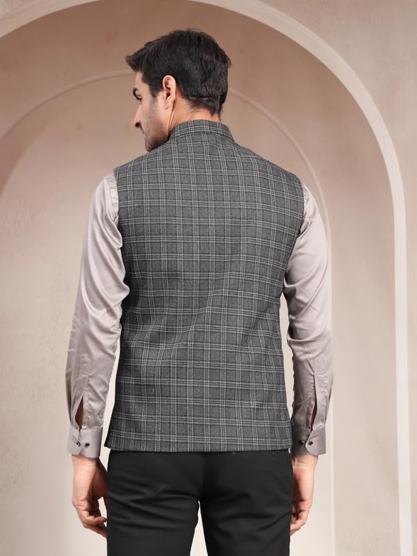 Image of VASTRAA FUSION Men's Traditional Woolen Nehru Jacket Modi Waistcoat