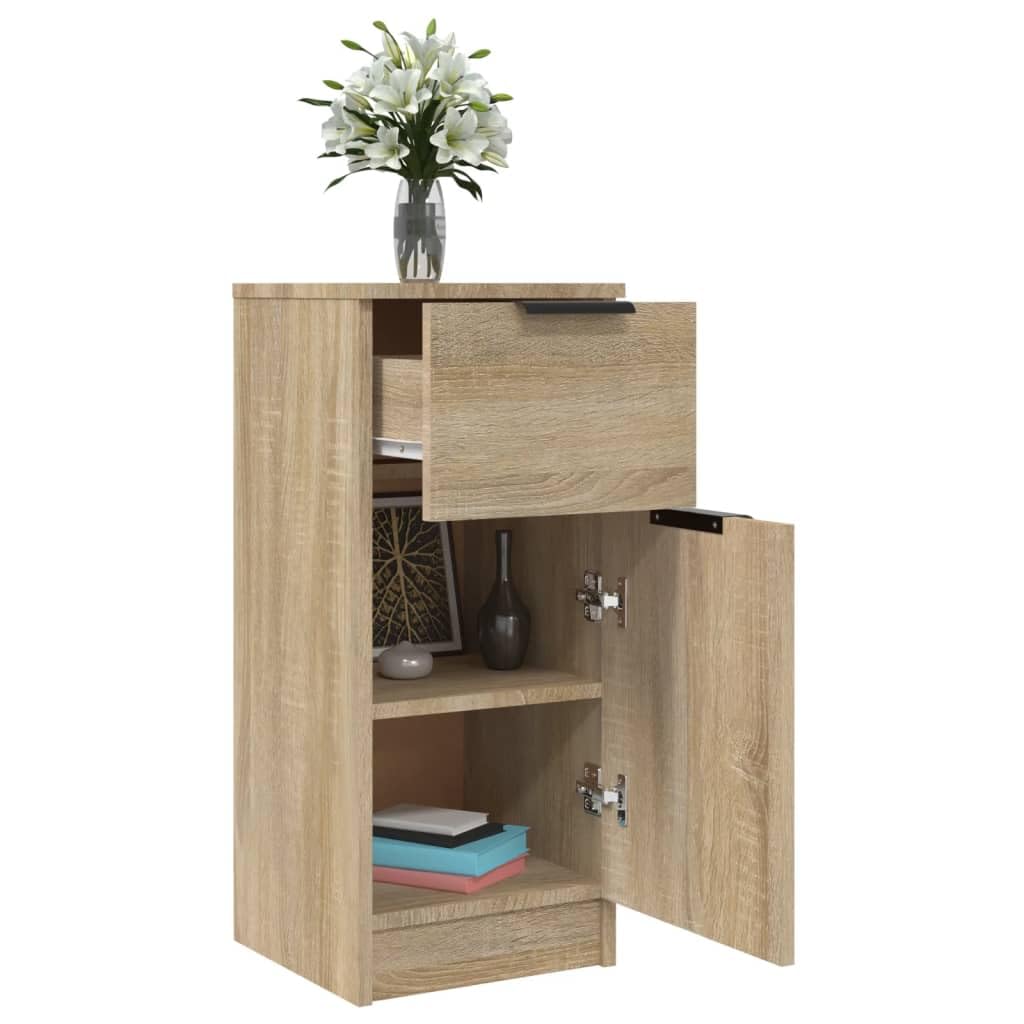 Drewniany Kredens, Solidna Płyta MDF, Szafka do Przechowywania z 2 Półkami i 1 szufladą do Salonu lub Sypialni, 30x30x70 cm (1 x Sideboard)