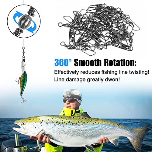 image for AGOOL Fishing Swivels & Snaps, 60/120pcs Barrel Swivels with Nice Snap