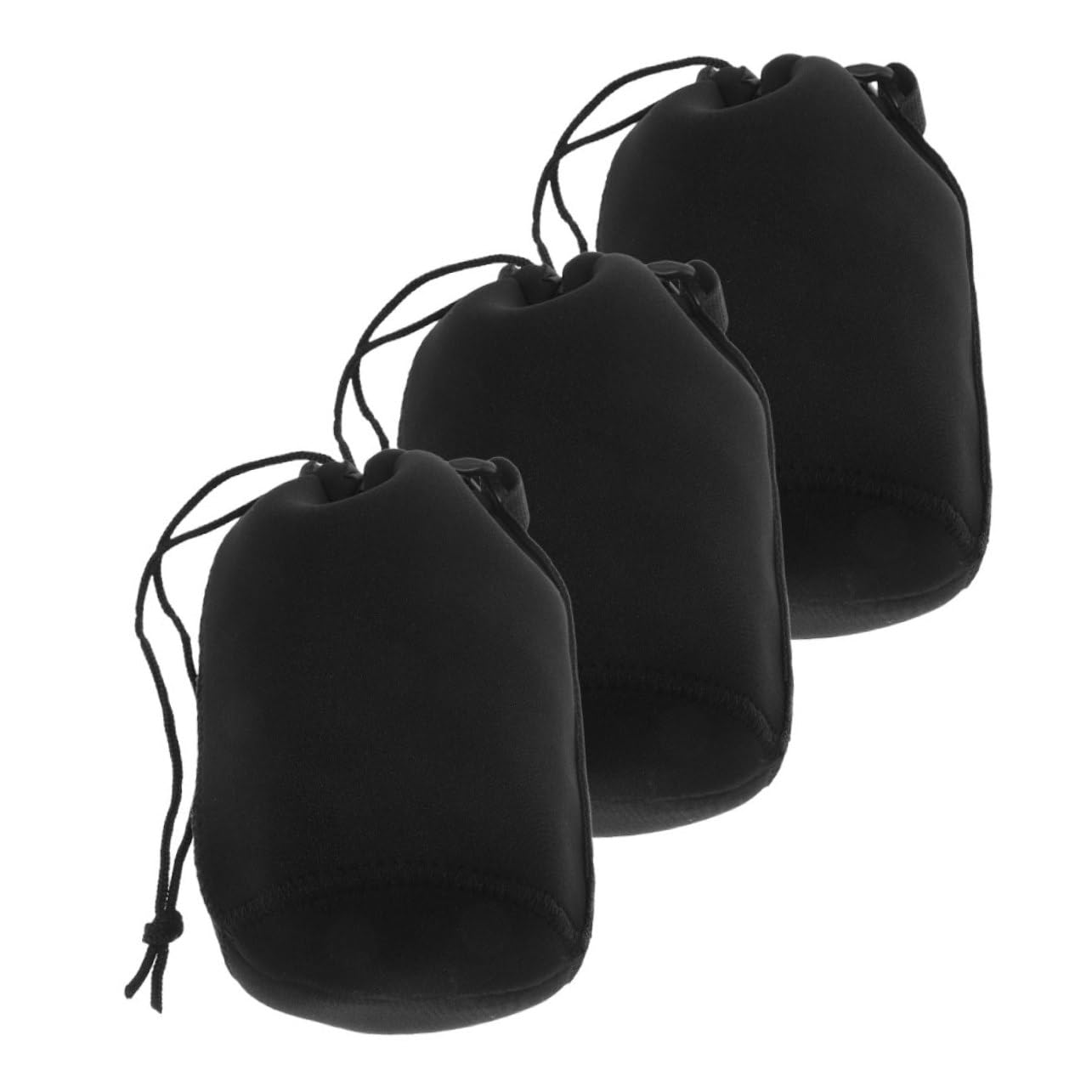 jojofuny Bolsa de Neopreno para Guardar Lentes de Cámara (4 Juegos Cierre con Cordón Y a Prueba de Golpes) para Viajes al Aire (3 Unidades)