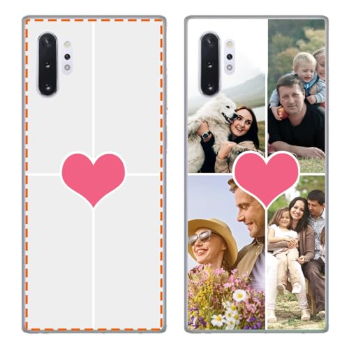 Klsify Custom Multi Photos Phone Case for Samsung Galaxy Note 10 Plus 5G/4G Customized Your Own Personalized Image Text Picture Shockproof Protective Transparent White Soft Cover Shell