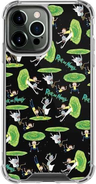 Skinit Clear Phone Case Compatible with iPhone 15 Pro Max - Officially Licensed Adult Swim Rick and Morty Portal Pattern Design