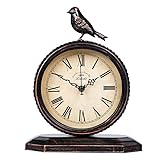 Kaminuhr im Vintage-Stil, geräuschlos, nicht tickend, künstlerische Vogel-Uhr für Zuhause und Büro, Dekoration, 29 x 23 cm