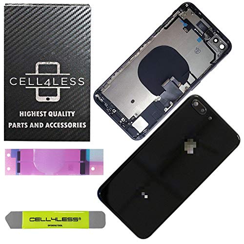 CELL4LESS Back Housing Assembly Metal MidFrame w/Major Components Pre-Installed Including Buttons for iPhone 8 Plus (Space Gray)