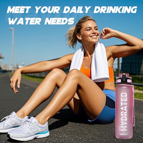 Image of Water Bottle 32 oz Motivational Time Marker Tritan Bottle