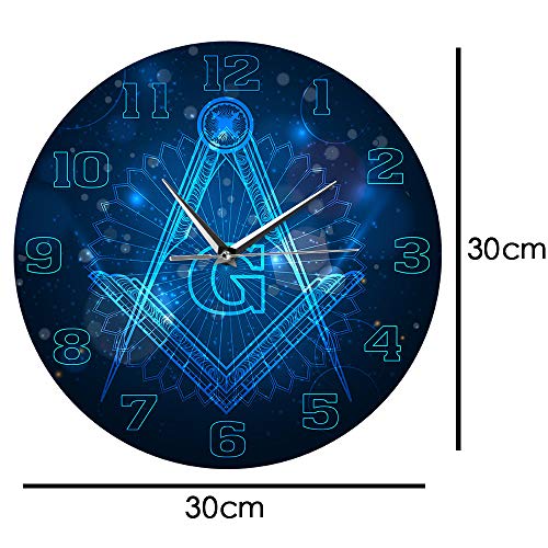 The Geeky Days Freemason Logo Silent Non-Ticking Wall Clock Master Mason Home Decor Hanging Wall Watch Knights Templar Masonic Lodge Wall Art Decor #TOP1