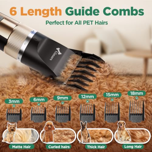 Gimars Professional 7000rpm Low Noise 55db Cordless Rechargeable Dog Clippers, 3.0 Motor Powerful Dog Long Hair Trimmer Grooming Shaver Kit, Electric Pet Hair Clippers for Cat, Horse - Image 5