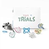 Pacifier Sample Box for Newborns & Infants 0–6 Months – 7 BPA-Free Silicone Pacifiers, 5 Styles Featuring MAM, Nuby, Dr. Talbot’s & Chicco – Gift-Ready Baby Registry Must-Have, Tiny Trials
