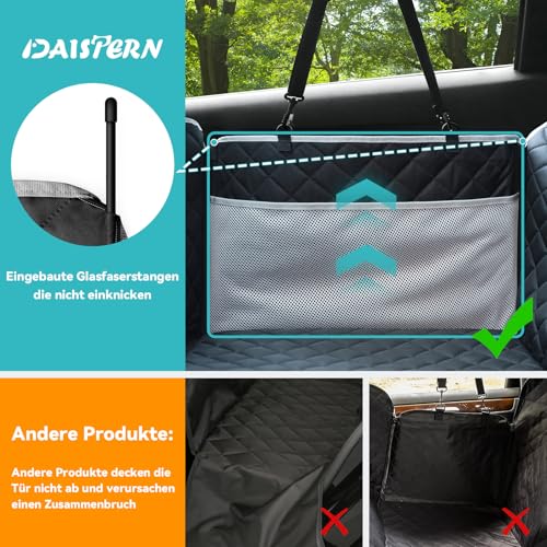 DAISTERN Hundedecke Auto Rückbank mit Harter Unterseite, Hundematte Auto mit 8-lagiges Verbessertes Material Multifunktionales Stauraum-Design Wasserdicht Kratzfest rutschfest, Einfach zu Reinigen