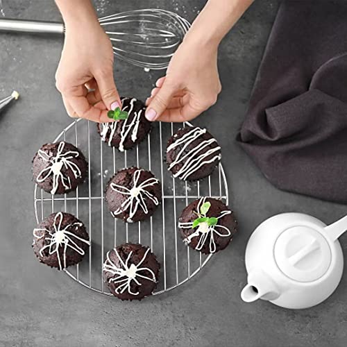 Homikit Abkühlgitter, 2 Stück Edelstahl Rund Kuchengitter Auskühlgitter Set zum Backen Kühlen Dämpfen, 19 cm, Gesund & Langlebig, Rostfrei & Spülmaschinengeeignet