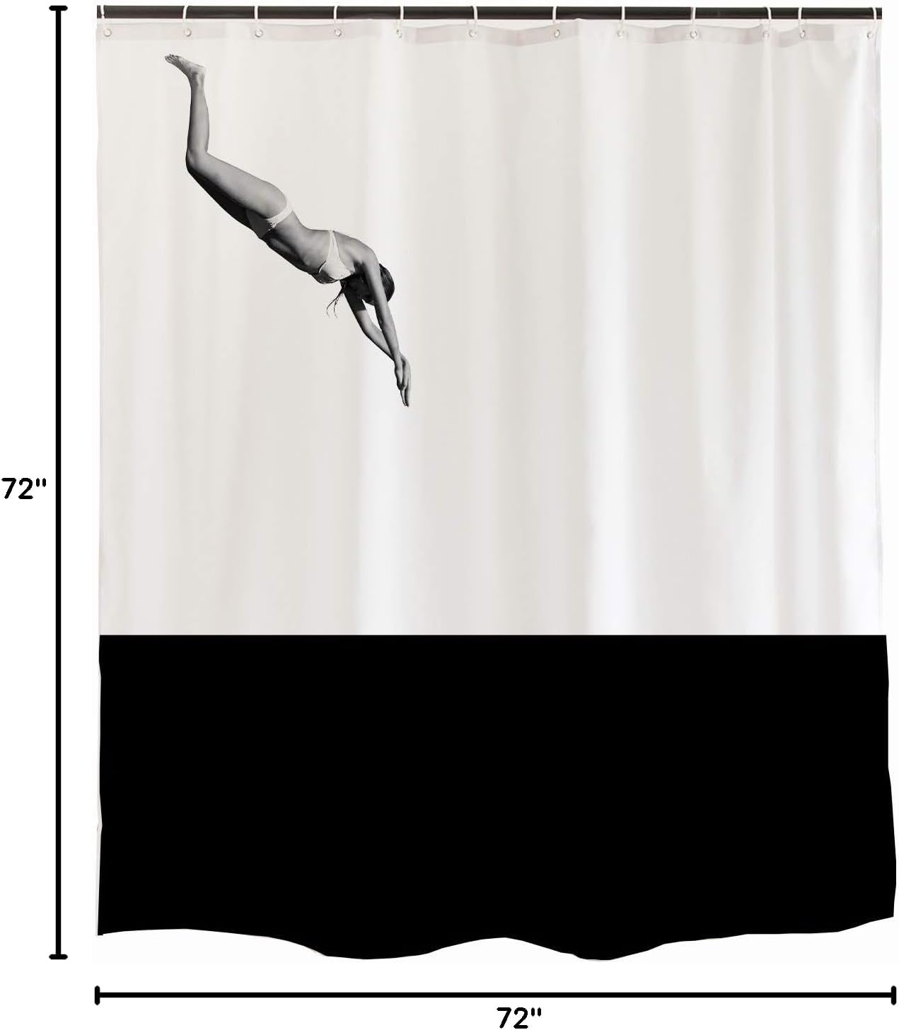 Ofat Home Black and White Shower Curtain for Girl Women, Summer Swimming Diving Shower Curtain Fabric, Shower Curtains 72x72 for Bathroom Sets with Hooks