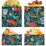 PRESSINART 4 pièces 4 Styles Sacs à Sandwich en Tissu d'animaux 2 Tailles...