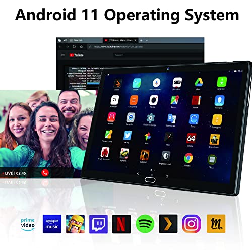 Tablet 10 Inch Android 11 Tablets, 2 In 1 Tablet Pc With 4+64/128Gb Storage Octa-Core, Dual Sim Card Slots Support 4G Cellular Tablet With Keyboard,13Mp Camera, 6000Mah Battery, Gps, Bluetooth, Wifi #TOP3