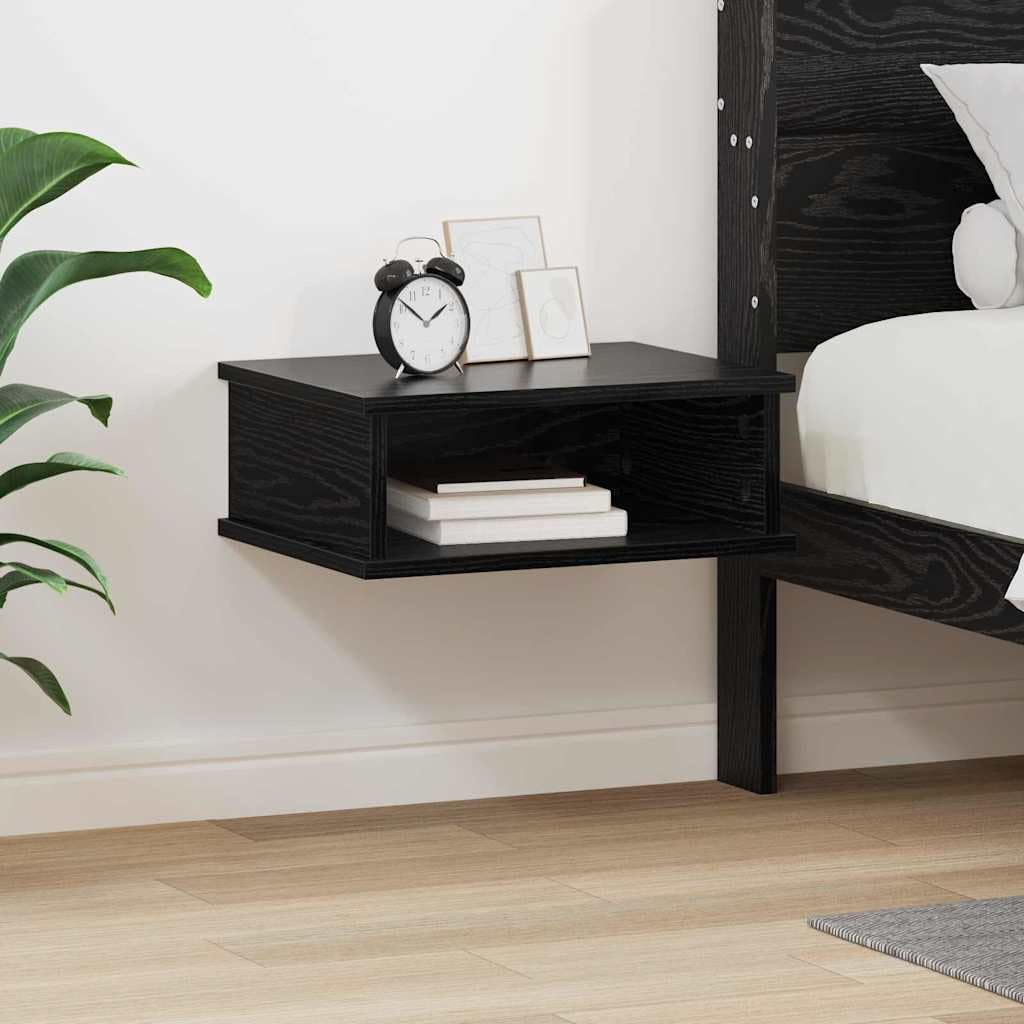 Comodino rovere nero in legno ingegnerizzato 40 x 31 x 15 cm con ampio spazio, cassetto e ripiano salvaspazio per camera da letto soggiorno ufficio moderno