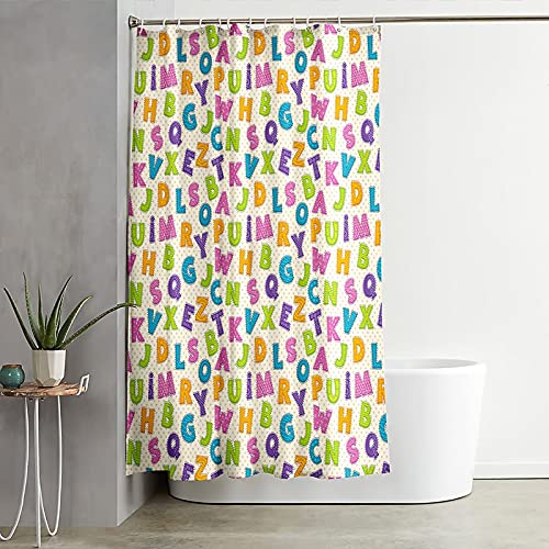 Rideau de douche 165x200cm polyester à motifs alphabets multicolores KnSam - 3