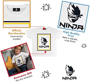 Maglietta Bianca Ufficiale Ninja Per Bambini E Ragazzi - T-Shirt Con Logo, Taglie Da 7 A 14 Anni