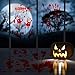 Hely Cancy Halloween Decorations Window Decals Wall Stickers Decor, 88 PCS Bloody Handprint Footprint Horror Bathroom Zombie Party Decorations Supplies,12 inches by 16 inches Sheet