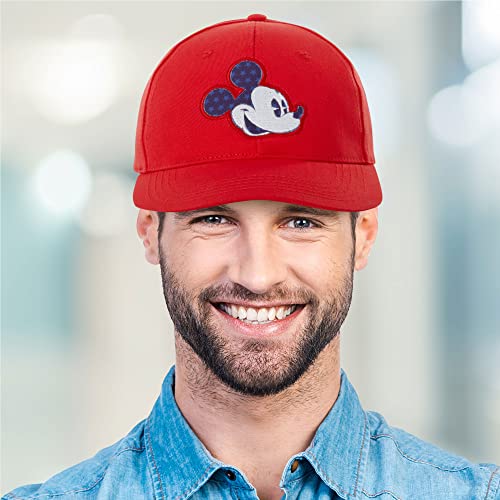Image of Disney Men's Baseball Cap Mickey Mouse Curved Brim Snap-Back Hat