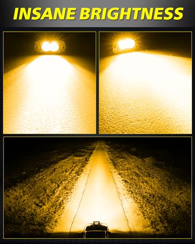 Image of Amber Flush Mount LED Pods, AKD Part Flood CREE LED Flush Mount Fog Lights 40W Amber Chase Lights Bumper Driving Backup Reverse Light Pods for Trucks Pickup SUV UTV ATV Snowmobile