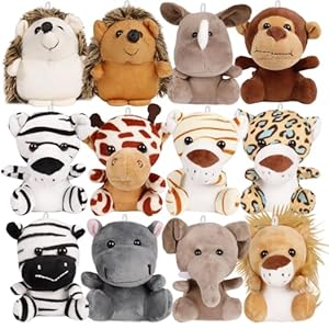 12 Pack Small Stuffed Animals Bulk, 4.5 Inch Mini Plush Toys, Treasure Box Toys for Classroom, Party Favors for Kids, Plush Keychain, Claw Machine Prizes, Baby Shower Decorations