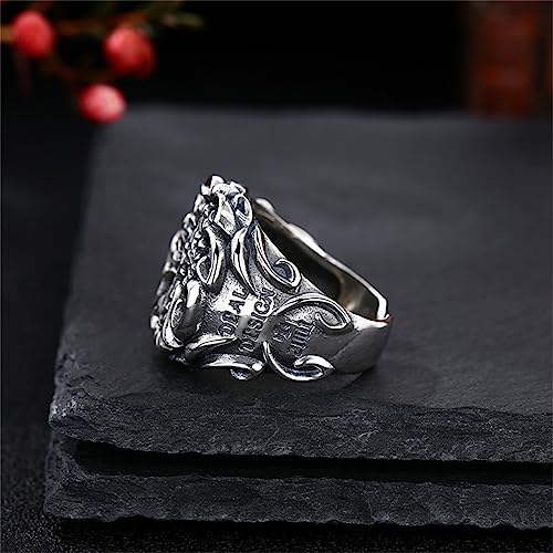 Bague homme en argent sterling avec croix large ajustable
