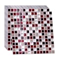 Alwayspon 10 Sheets 12"x12" Wine Red 3D Mosaic Vinyl Backsplash Tiles, Self-Adhesive Peel and Stick Subway Tile Stickers Stick on Wall Tiles for Kitchen Bathroom Decor