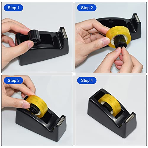 JIKIOU Desktop Tape Dispenser - Non-Skid Base - Weighted Tape Roll Dispenser - Perfect for Office Home School (Tape not Included) - (3-Pack Black) - Thumbnail 5