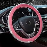 New Diamond Leather Steering Wheel Cover with Bling Bling Crystal Rhinestones, Universal Fit 15 Inch...
