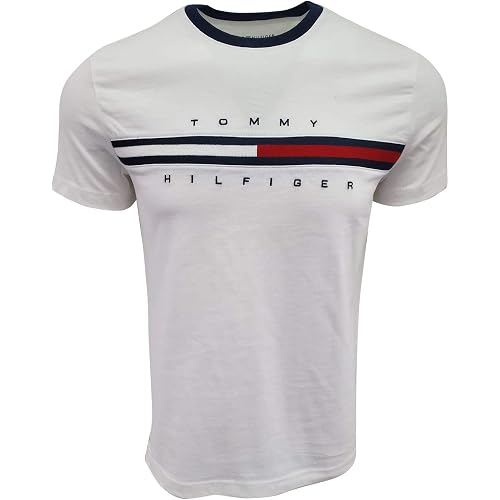 Tommy Hilfiger Mens Regular Short Sleeve Logo T-Shirt (3X-Large, Classic White) | Amazon.com