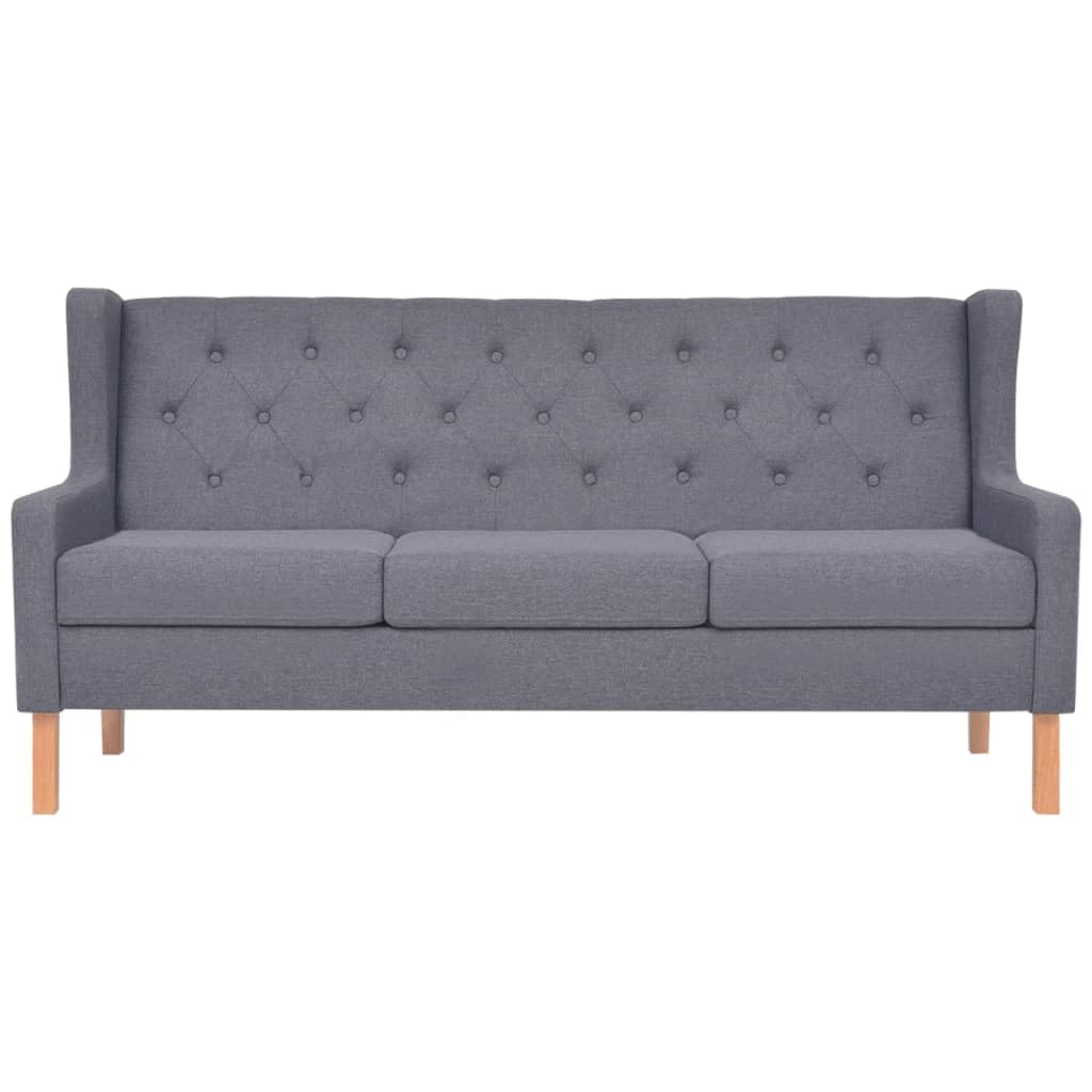 vidaXL Sofa 3-Sitzer Dreisitzer Stoffsofa Polstersofa Loungesofa Couch Polstermöbel Wohnzimmersofa Designsofa Stoff Grau Holzgestell