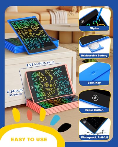 bravokids 12 Pack LCD Writing Tablet with Stylus, 8.5 inch Colorful Doodle Board Drawing Pad for Kids, Travel Games Activity Learning Toys, Birthday Gift for Age 3 4 5 6 7 8 Year Old Boys Girls - Image 3
