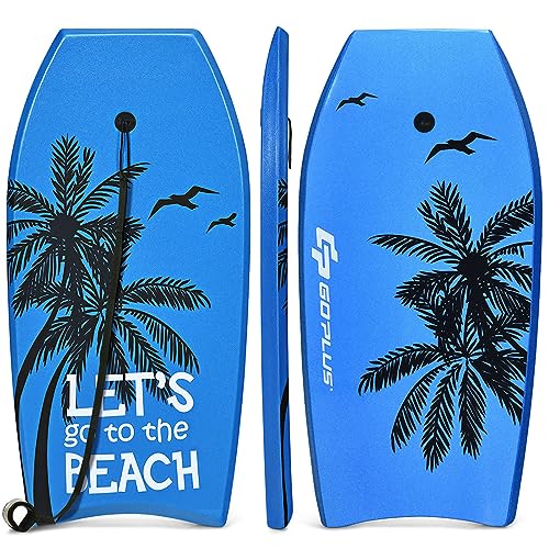 COSTWAY Bodyboard, Schwimmbrett Schwimmboard, Surfbrett Kinder und Erwachsene , Surfboard, Sup-Board 104x51x6cm (Blau und schwarz)