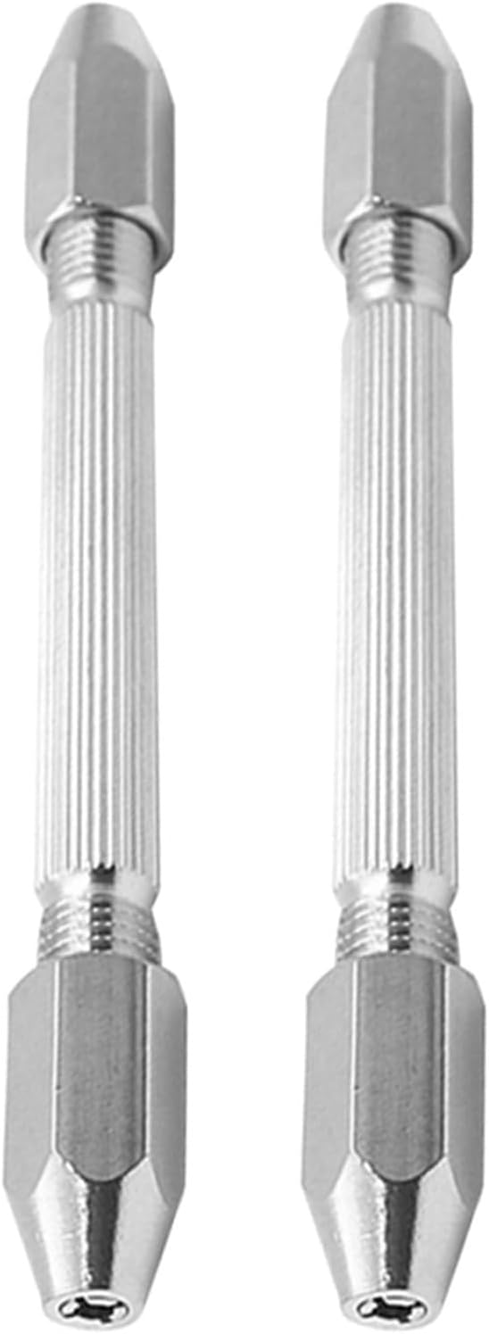 2pcs Hexagonal Double End Pin Vise Mini Hand Drill Watch Repair Wire Tool with Double-headed Drill Bits for Jewelry Making and Precision Watch Maintenance
