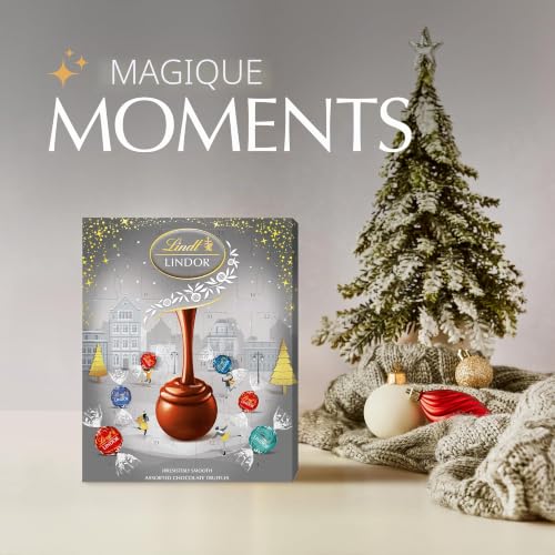 Lindt Lindor - Calendrier de l'Avent 2022 - Un délicieux assortiment de chocolats au lait, caramel salé, noix de coco et truffes au chocolat blanc pour elle et lui - Grand format - 300 g – vue 3