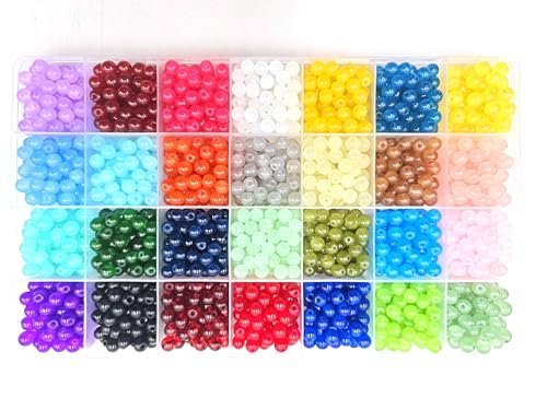 Crystal Jewellery Making Kit 1680Pcs 6mm Round Glass Beads for Jewellery Making 28Colours Crystal Beads for Bracelets Making Kits DIY Crafts Supplies for Bracelet Necklace Phone Charm Girls Adults - Image 2