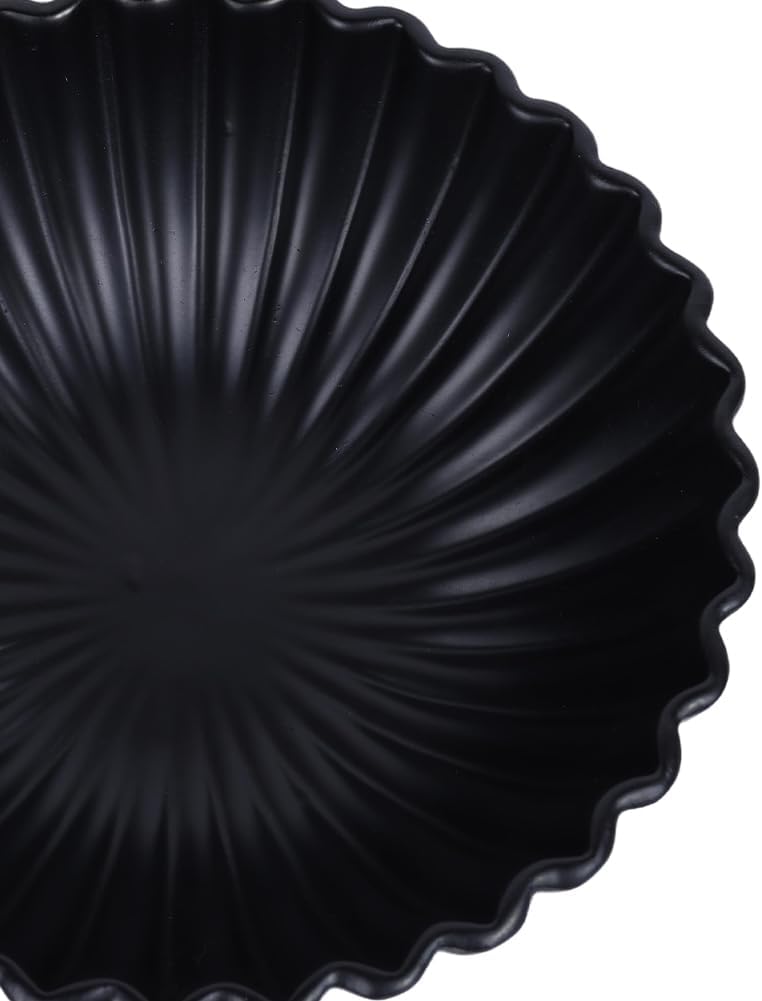 Large Black Fluted Decorative Bowl – Modern Ruffle Bowl for Kitchen, Living Room, Entryway & Coffee Table Décor, Multifunctional Black Fruit Bowl for Keys, Decorative Storage for Home