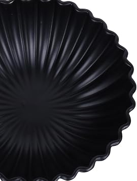 Large Black Fluted Decorative Bowl Modern Ruffle Bowl for Kitchen, Living Room, Entryway & Coffee Table Decor, Multifunctional Black Fruit Bowl for Keys, Decorative Storage for Home