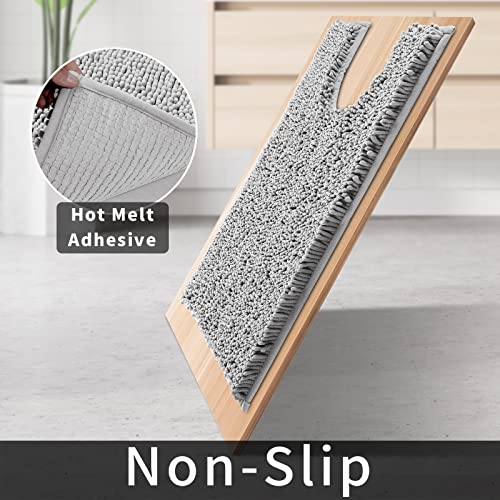 Yimobra Luxury Shaggy Toilet Bath Mat U-Shaped Contour Rugs for Bathroom, 24.4 X 20.4 Inches, Soft and Comfortable, Maximum Absorbent, Dry Quickly, Non-Slip, Machine-Washable,Gray