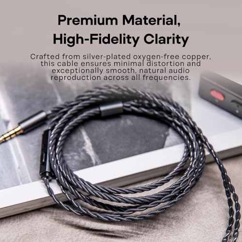 Image of Linsoul Tripowin Grace Detachable Silver-Plated Oxygen Free Copper OFC in Ear Earphone Cable with Microphone for Audiophile Replacement Cable (Recessed 2Pin)