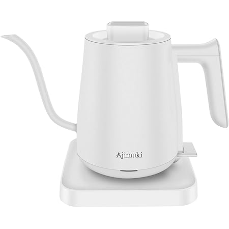 Amazon Ajimuki 電気ケトル 電気ポット ステンレス 細口ケトル コーヒードリップ 急速沸かし 10w 0 6l 自動的電源オフ 空焚き防止 安心安全 Pse認証済み おしゃれ ホワイト Ajimuki 電気ケトル 通販
