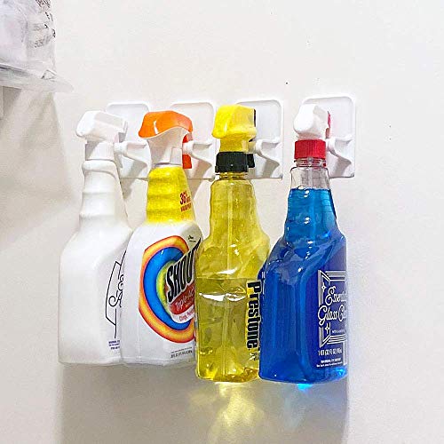 Spray Bottle Holder, Cleaning Supplies Organizer - Chemical Spray Bottle Holder Wall Mount - Professional Commercial Sprayer Bottle Caddy Up To 32 Oz - White, 2 Pack #TOP3