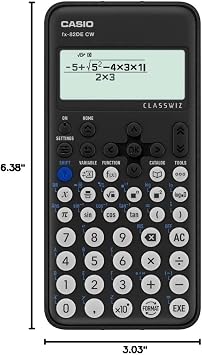 CASIO FX-82DE CW ClassWiz School Calculator Natural Display 310 Functions | 310+ functions, easy operation, German menu navigation, fractions, statistics, value table for 2 functions. QR code function