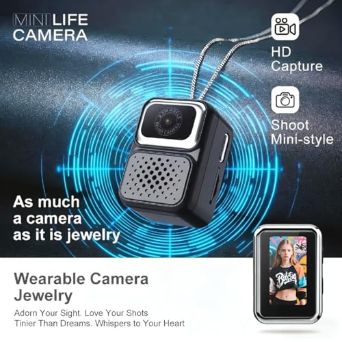 Image of FETACA Tiny Mini Camera with Filter Modes, HD Video, Flashlight & Keychain | Portable Cute Vlogging Camera for Travel, Gifts & Fun (Metallic Black)